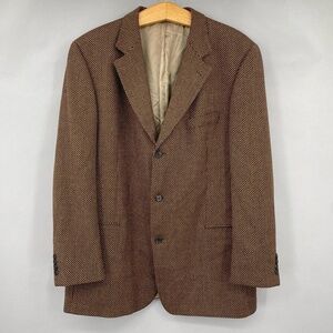 Hugo Boss Mens Blazer 48 T Tall Tan Brown Micro Pattern Notched‎ Lapel 100% Wool